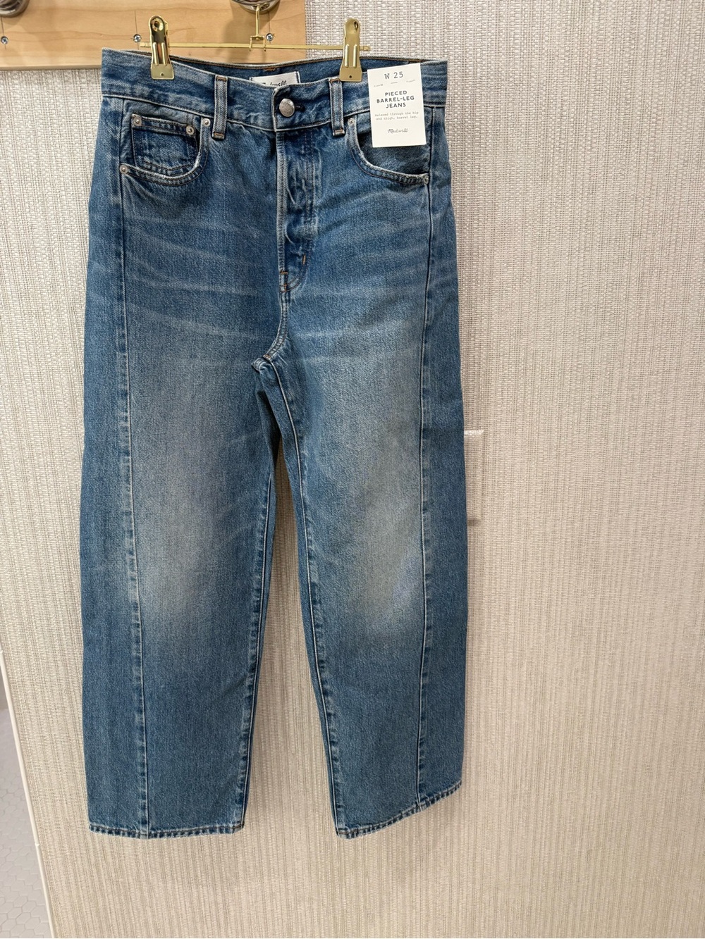 Madewell Light-Medium Blue Pieced Barrel Leg Jeans - Picture 2 of 5